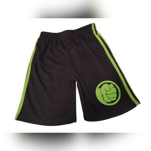 Marvel Avengers Boy's Black Mesh Shorts With Fist of Hulk Print Size 7 New
